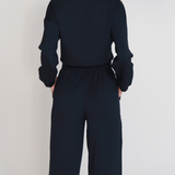 FÜME BEYAZ ÇİZGİ DETAYLI FERMUARLI SWEAT TAKIM
