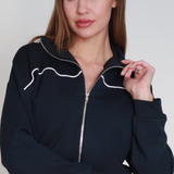 FÜME BEYAZ ÇİZGİ DETAYLI FERMUARLI SWEAT TAKIM