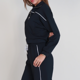 FÜME BEYAZ ÇİZGİ DETAYLI FERMUARLI SWEAT TAKIM