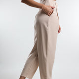 Beige Carrot Fit Pants