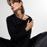 Black Draped Light Weight Top