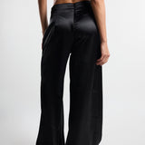 Black Satin Palazzo Pants