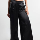 Black Satin Palazzo Pants