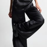 Black Satin Palazzo Pants