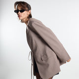 Taupe Laced Oversize Blazer