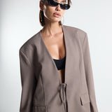 Taupe Laced Oversize Blazer